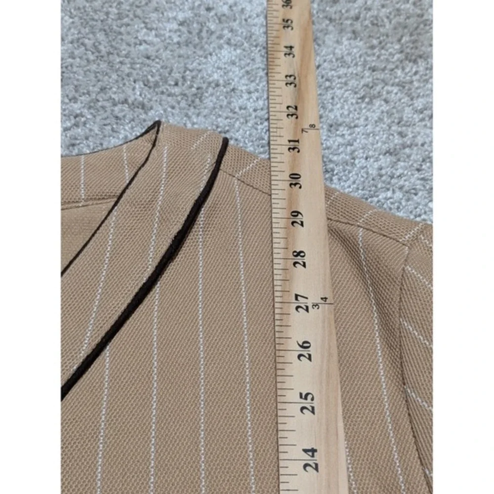 True Religion Mens Baseball Jersey Short Sleeve Tan Pinstripe Button Up‎ Size S